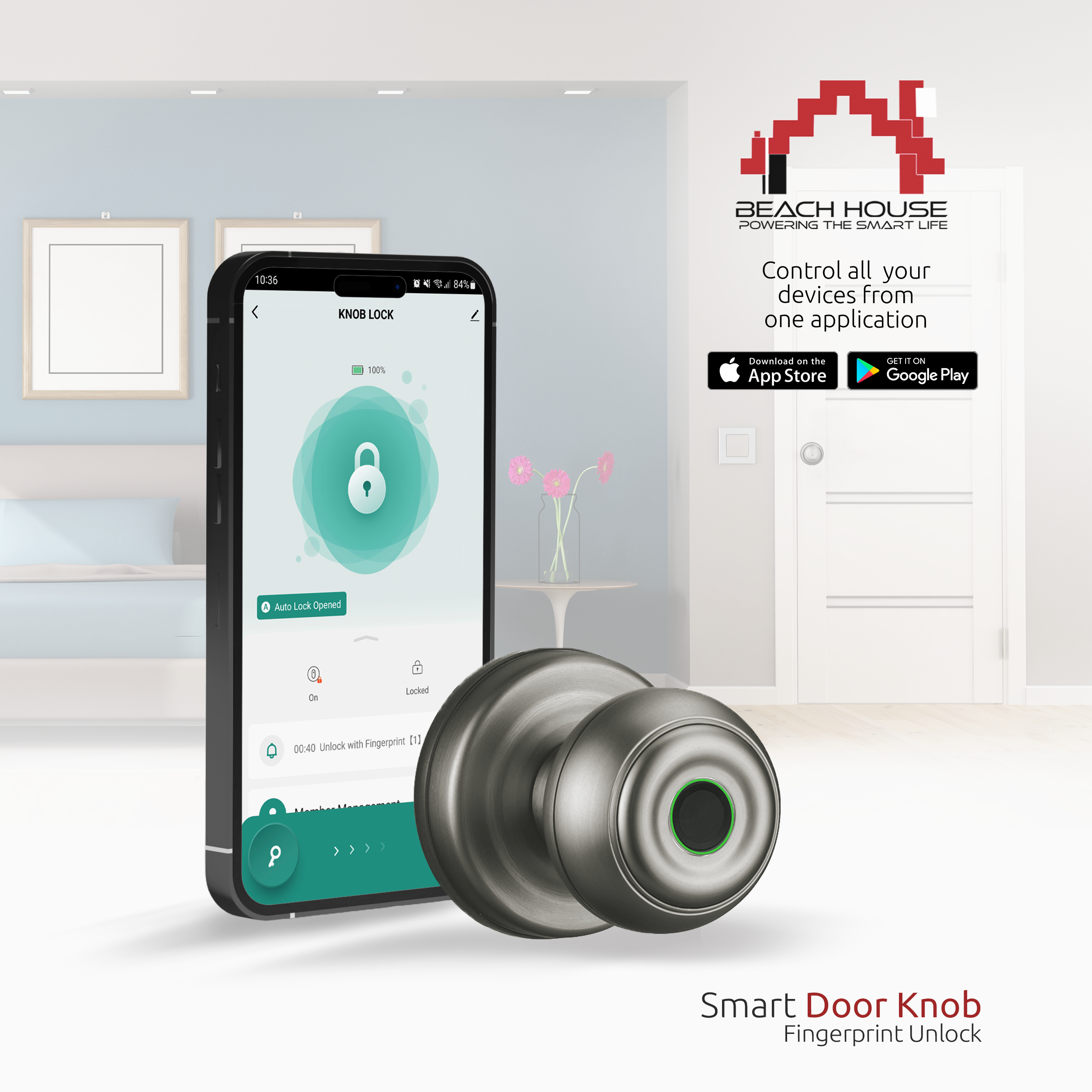 Smart Doorknob Lock - Fingerprint Unlock