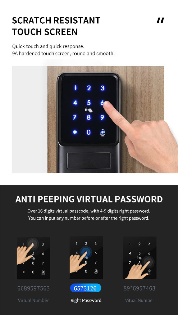 Smart Wi-Fi Door Lock - Keyless Entry Door Lock with Touchscreen Keypad